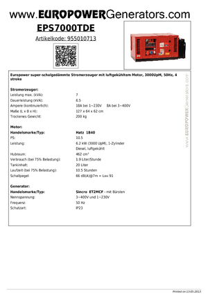 Grupos electrógenos diesel Europower EPS7000TDE (S)