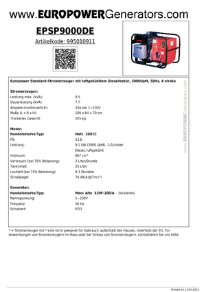 Grupos electrógenos diesel Europower EPSP9000DE (MA)