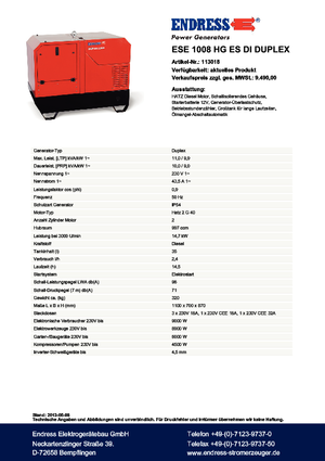 Grupos electrógenos diesel Endress ESE 1008 HG ES Duplex Silent