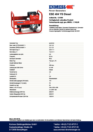 Grupos electrógenos diesel Endress ESE 404 YS DI