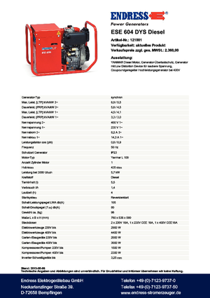 Grupos electrógenos diesel Endress ESE 604 DYS DI