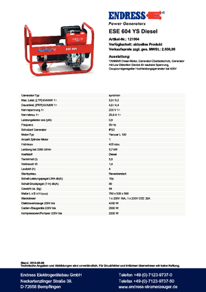 Grupos electrógenos diesel Endress ESE 604 YS DI