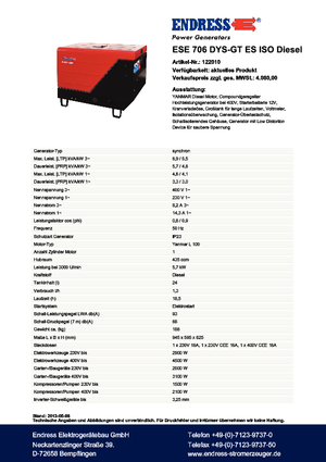 Grupos electrógenos diesel Endress ESE 706 DYS-GT ES ISO DI