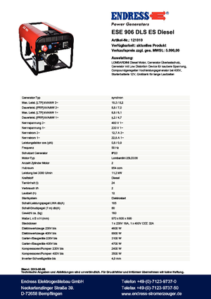 Grupos electrógenos diesel Endress ESE 906 DLS ES DI