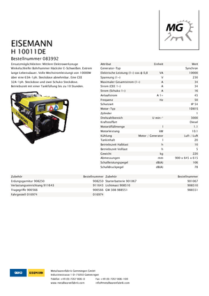 Grupos electrógenos diesel Eisemann H 10010 DE