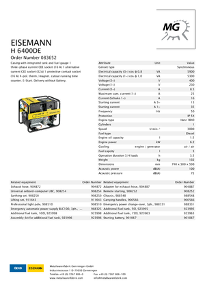 Grupos electrógenos diesel Eisemann H 6400 DE
