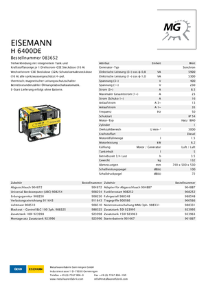 Grupos electrógenos diesel Eisemann H 6400 DE