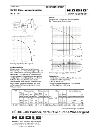 Bombas de recucción del nivel freático Hüdig HC 573/01