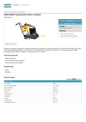 Cortadoras de suelo Atlas Copco Orka 350D