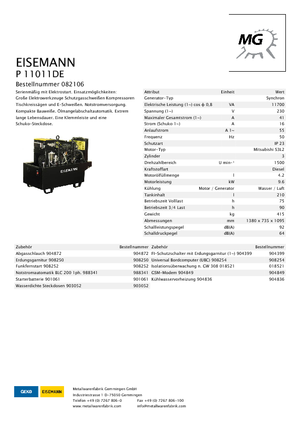 Grupos electrógenos diesel Eisemann P 11011 DE