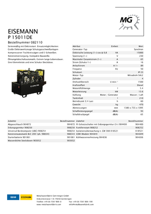 Grupos electrógenos diesel Eisemann P 15011 DE