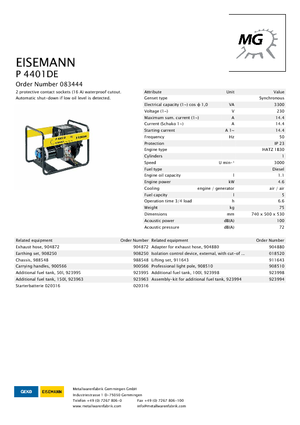 Grupos electrógenos diesel Eisemann P 4401 DE