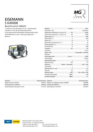 Grupos electrógenos diesel Eisemann S 6400 DE