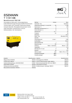 Grupos electrógenos diesel Eisemann T 11011 DE