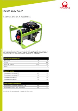 Grupos electrógenos diesel PRAMAC Lifter E 4500 TYH