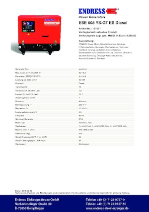 Grupos electrógenos, gasolina Endress ESE 608 YS-GT ES DI