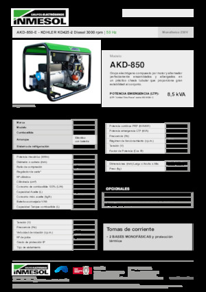 Grupos electrógenos diesel INMESOL AKD-850-E