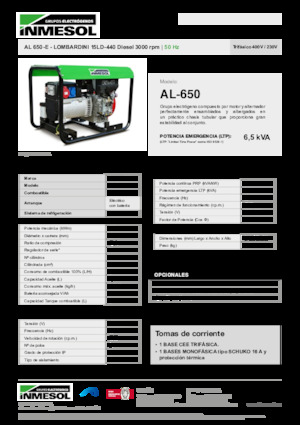 Grupos electrógenos diesel INMESOL AL 650-E