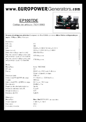 Grupos electrógenos diesel Europower EP100TDE (MA)