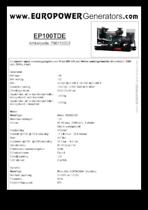 Grupos electrógenos diesel Europower EP100TDE (MA)