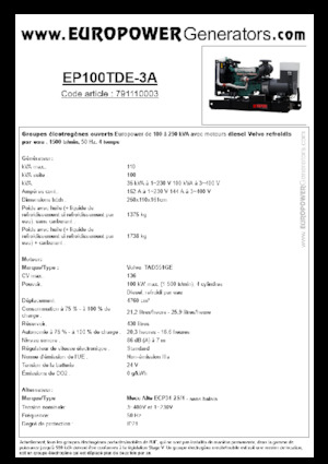 Grupos electrógenos diesel Europower EP100TDE-3A (MA)