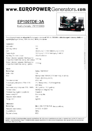 Grupos electrógenos diesel Europower EP100TDE-3A (MA)