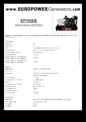 Grupos electrógenos diesel Europower EP103DE (MA)