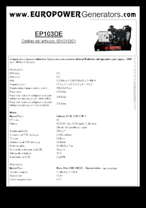 Grupos electrógenos diesel Europower EP103DE (MA)