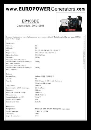 Grupos electrógenos diesel Europower EP103DE (MA)