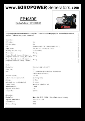 Grupos electrógenos diesel Europower EP103DE (MA)