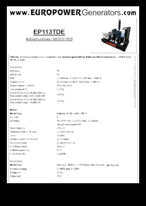 Grupos electrógenos diesel Europower EP113TDE (S)