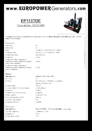 Grupos electrógenos diesel Europower EP113TDE (S)