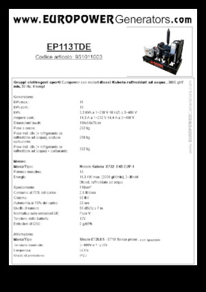 Grupos electrógenos diesel Europower EP113TDE (S)