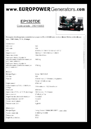 Grupos electrógenos diesel Europower EP130TDE (LS)