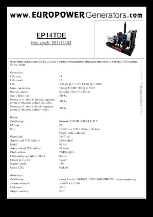Grupos electrógenos diesel Europower EP14TDE (LS)