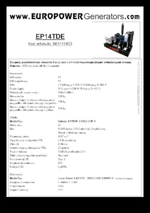 Grupos electrógenos diesel Europower EP14TDE (LS)