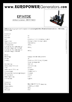 Grupos electrógenos diesel Europower EP14TDE (MA)