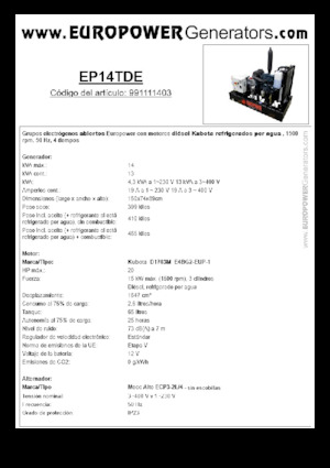 Grupos electrógenos diesel Europower EP14TDE (MA)