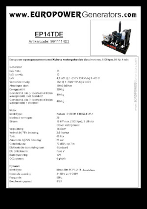 Grupos electrógenos diesel Europower EP14TDE (MA)