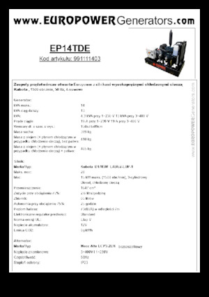 Grupos electrógenos diesel Europower EP14TDE (MA)