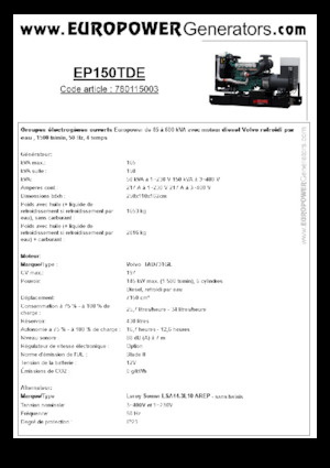 Grupos electrógenos diesel Europower EP150TDE (LS)