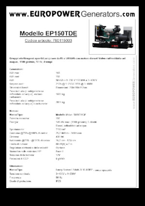 Grupos electrógenos diesel Europower EP150TDE (LS)