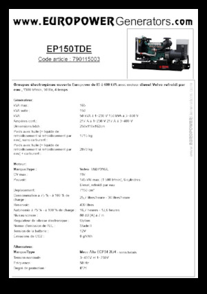 Grupos electrógenos diesel Europower EP150TDE (MA)