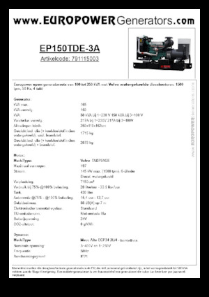 Grupos electrógenos diesel Europower EP150TDE-3A (MA)