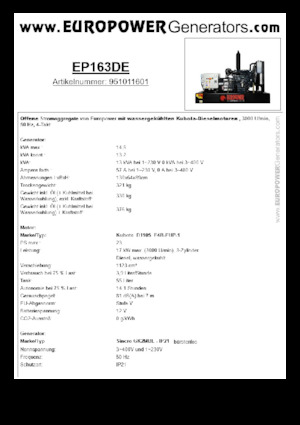 Grupos electrógenos diesel Europower EP163DE (S)