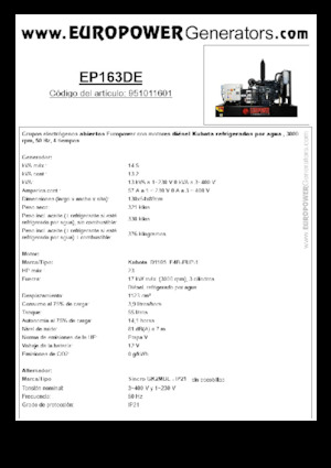 Grupos electrógenos diesel Europower EP163DE (S)
