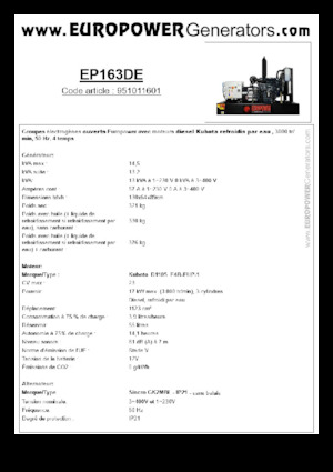 Grupos electrógenos diesel Europower EP163DE (S)