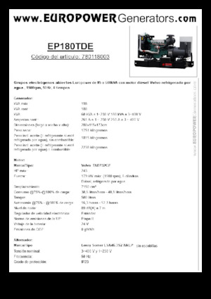 Grupos electrógenos diesel Europower EP180TDE (LS)