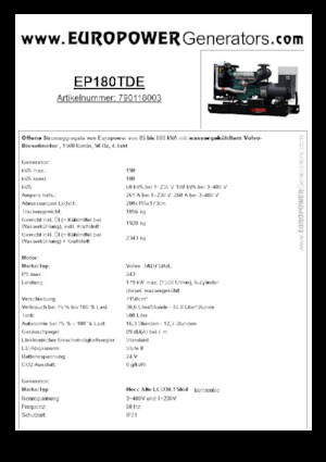 Grupos electrógenos diesel Europower EP180TDE (MA)