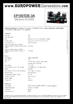 Grupos electrógenos diesel Europower EP180TDE-3A (LS)